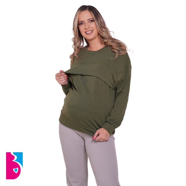 Buzo Oversize Algodón Elastizado Con Sistema para amamantar - Imagen 2