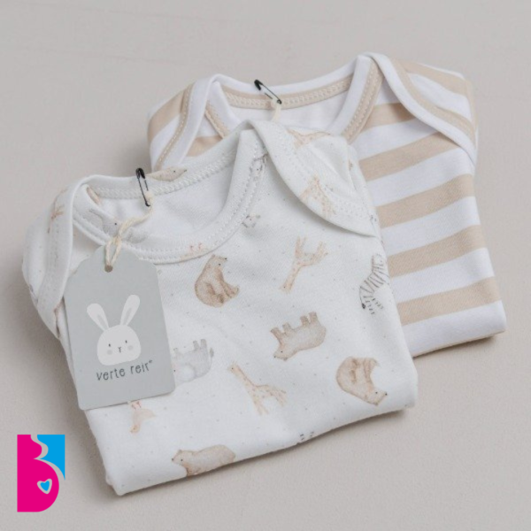 Bi Pack Bodys Mangas Cortas TIERRA RAYITAS Y ANIMALITOS - Imagen 2