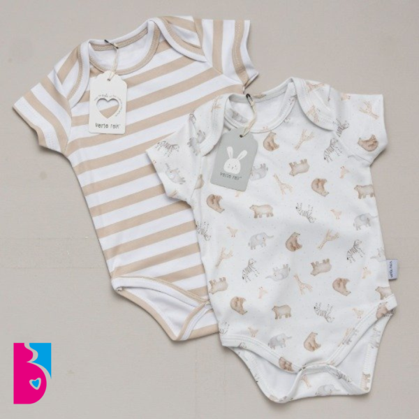 Bi Pack Bodys Mangas Cortas TIERRA RAYITAS Y ANIMALITOS