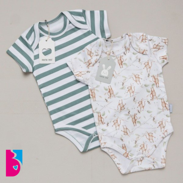 Bi Pack Bodys Mangas Cortas RAYITAS VERDE y MONITOS